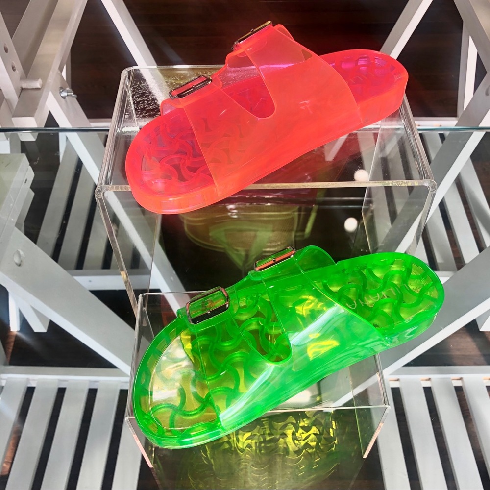 Green Jelly Slides Liliana Green Jelly Sandals - Picture 3 of 3